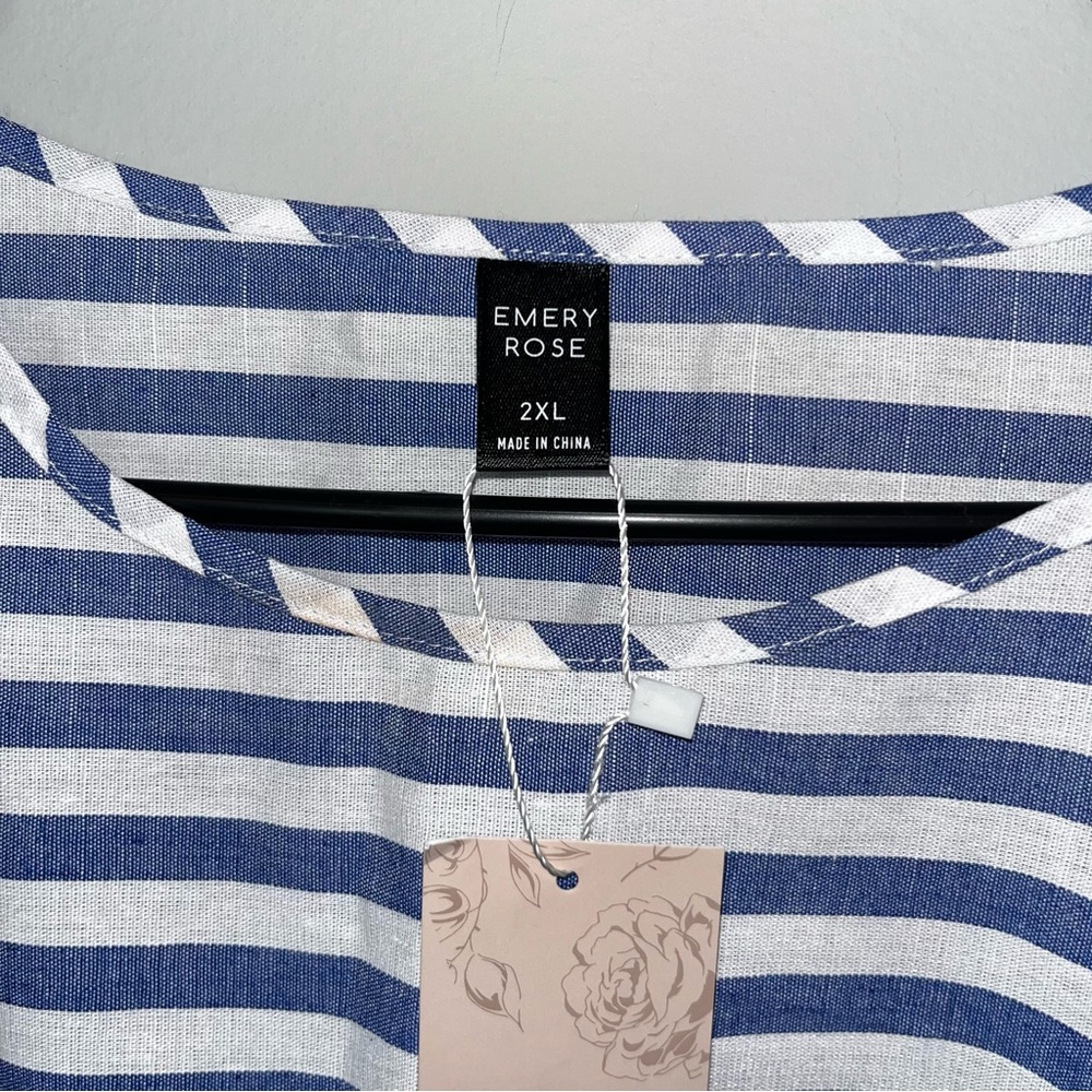 Emery Rose Blue and White Striped Mini Dress NEW XXL - Picture 3 of 6
